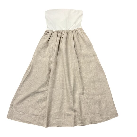 The Drop Women's Cream khaki Hellen Strapless Mixed Media Maxi Dress Medium - Picture 13 of 14